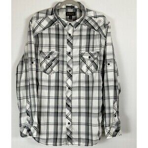 Helix Men's XXL Athletic Fit Plaid Shirt Western Button Up Roll Tab Sleeves